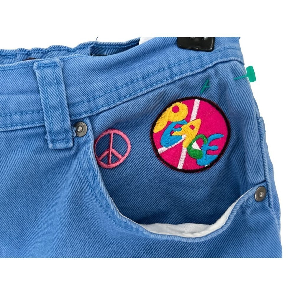 Gloria Vanderbild Blue Jeans with Daisies LOVE PEACE Embroidered Patches - Picture 3 of 14